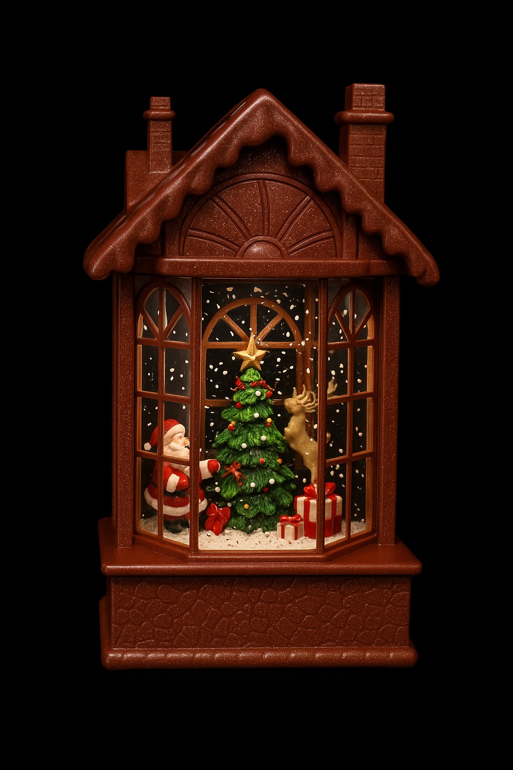 LIANOS Χριστουγεννιάτικο Διακοσμητικό Σπίτι Χιονόμπαλα Με Φώς Και Μουσική Μπαταρίας Και Καλώδιο Usb 10,5 x 8,7 x 20cm 26296 